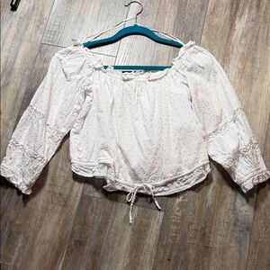 LC Lauren Conrad Cream Off-Shoulder Blouse
